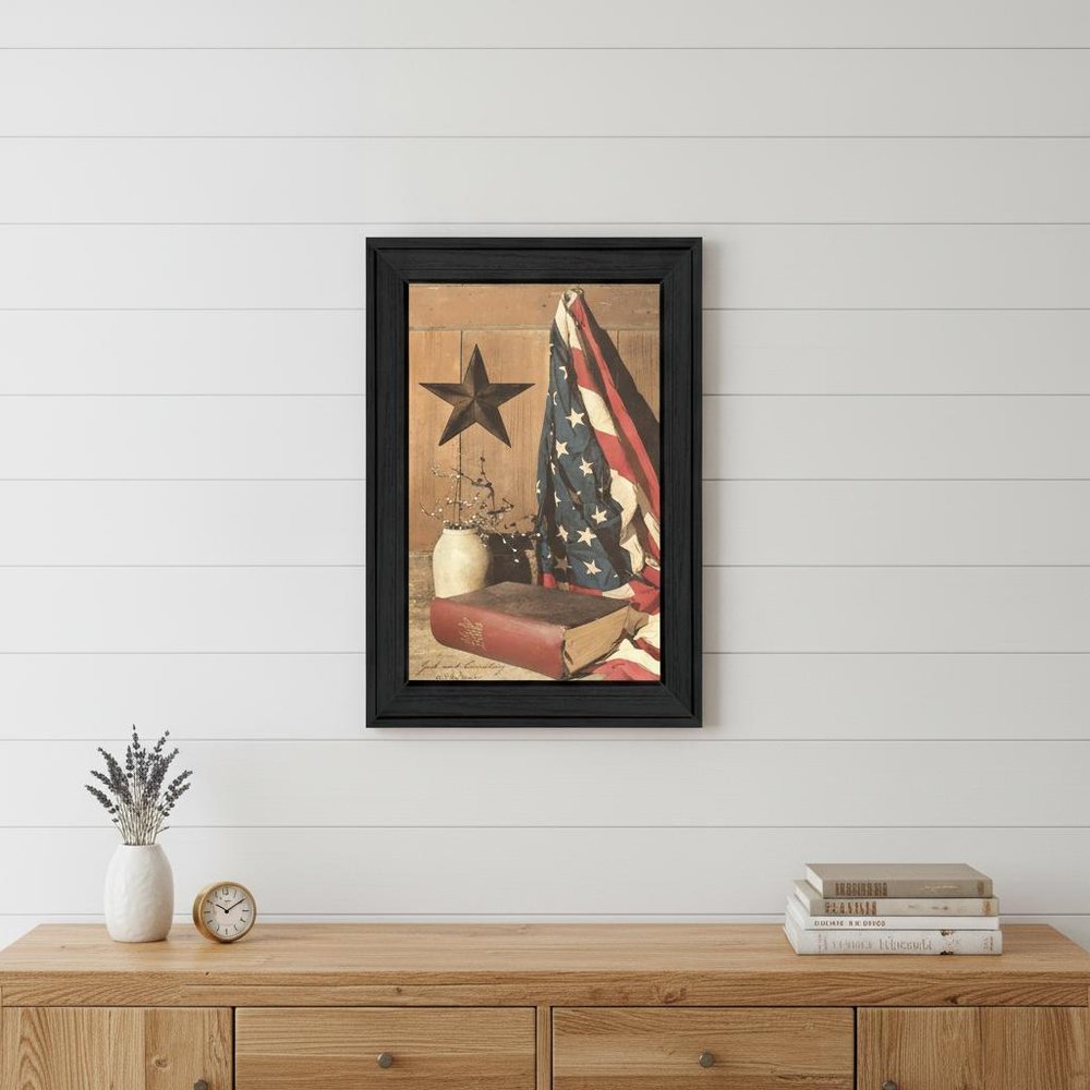 God and Country 2 Black Framed Print Wall Art