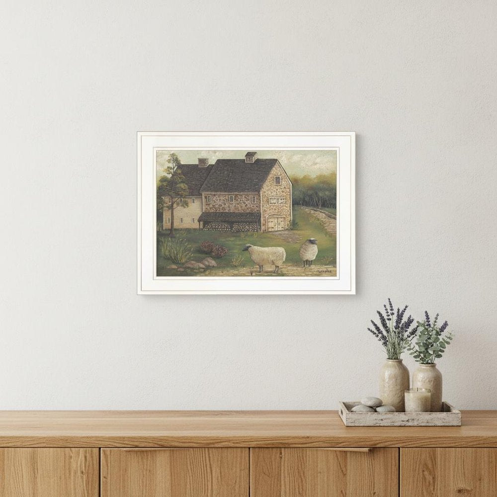 Stone Barn 2 White Framed Print Wall Art