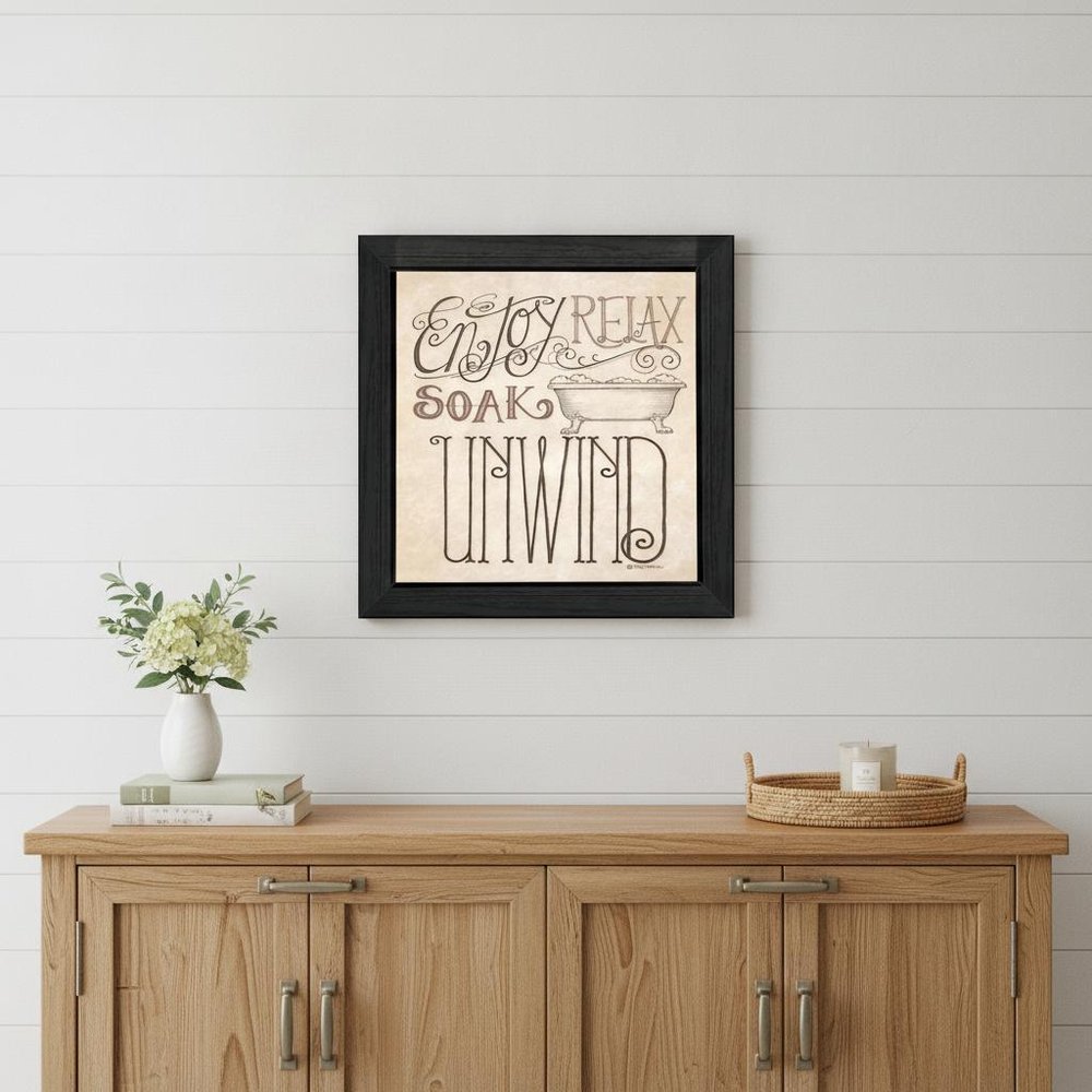 Soak and Relax 4 Black Framed Print Bathroom Wall Art