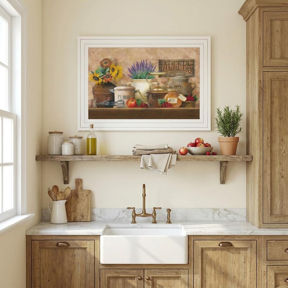Antique Kitchen 1 White Framed Print Kitchen Wall Art