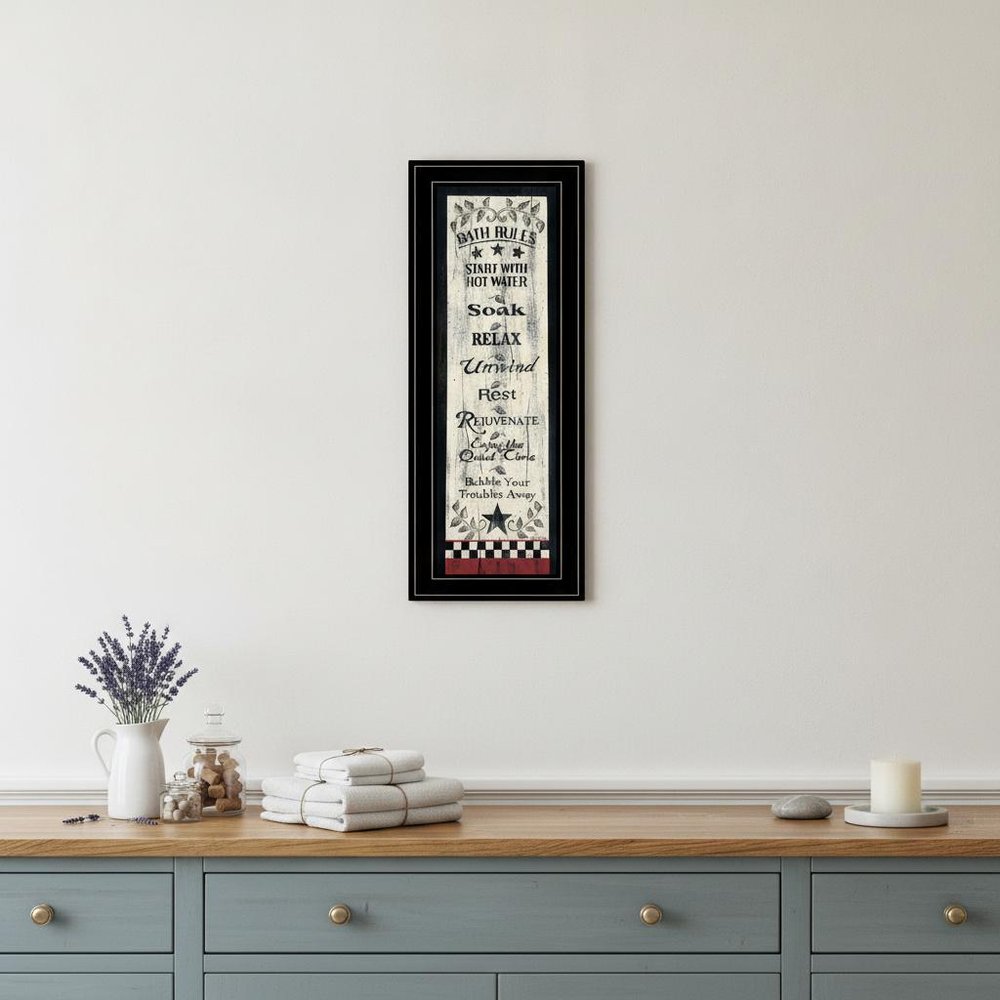 Bath Rules 5 Black Framed Print Bathroom Wall Art