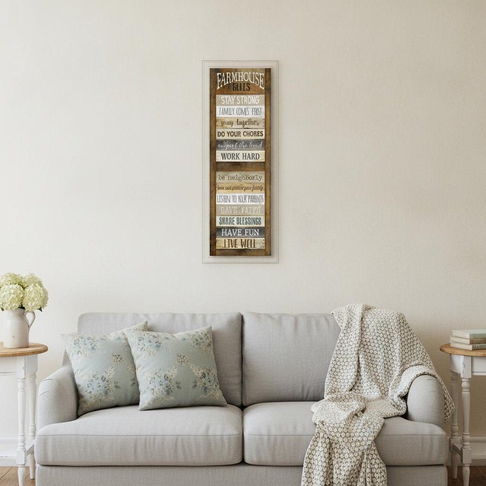 Farmhouse Rules 2 White Framed Print Wall Art