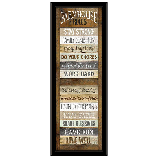Farmhouse Rules 4 Black Framed Print Wall Art