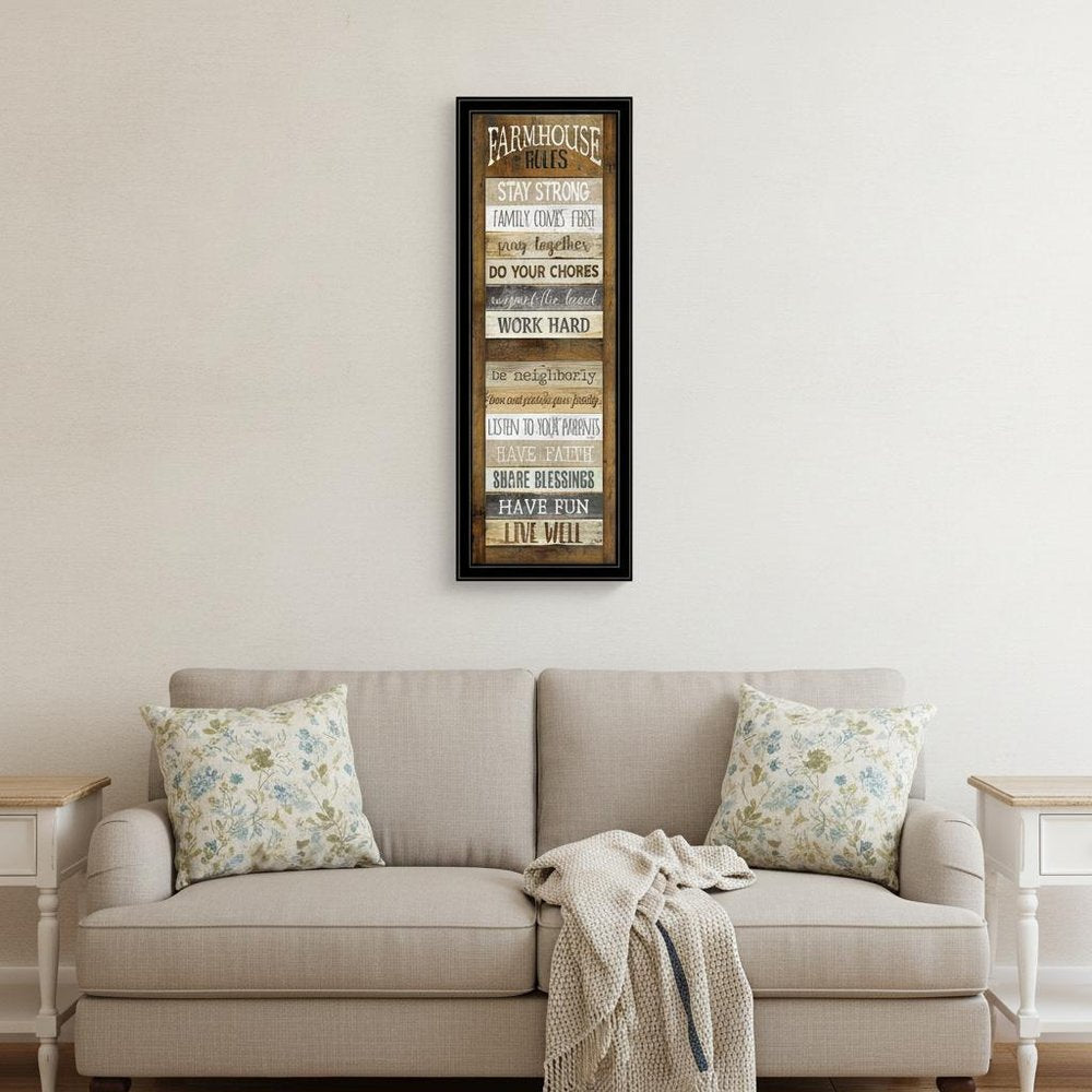 Farmhouse Rules 4 Black Framed Print Wall Art