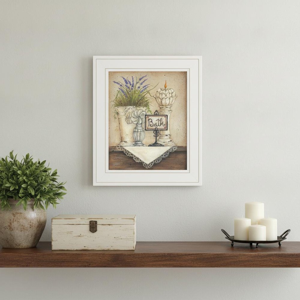 Bath Print 1 White Framed Print Bathroom Wall Art