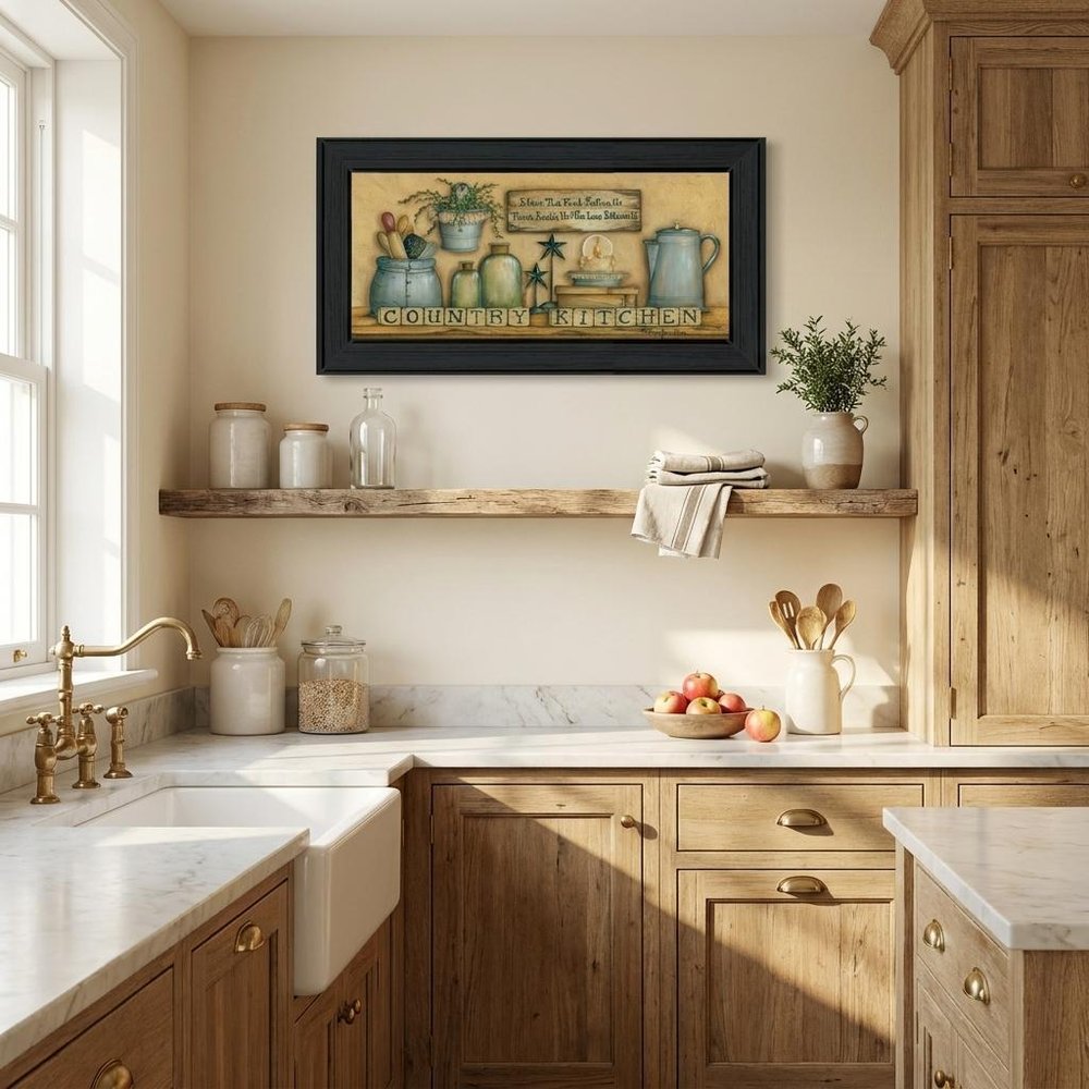 Country Kitchen 6 Black Framed Print Kitchen Wall Art