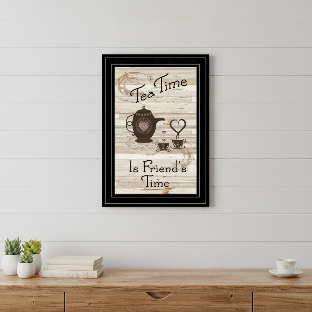 Tea Time is Friends Time 2 Black Framed Print Kitchen Wall Art