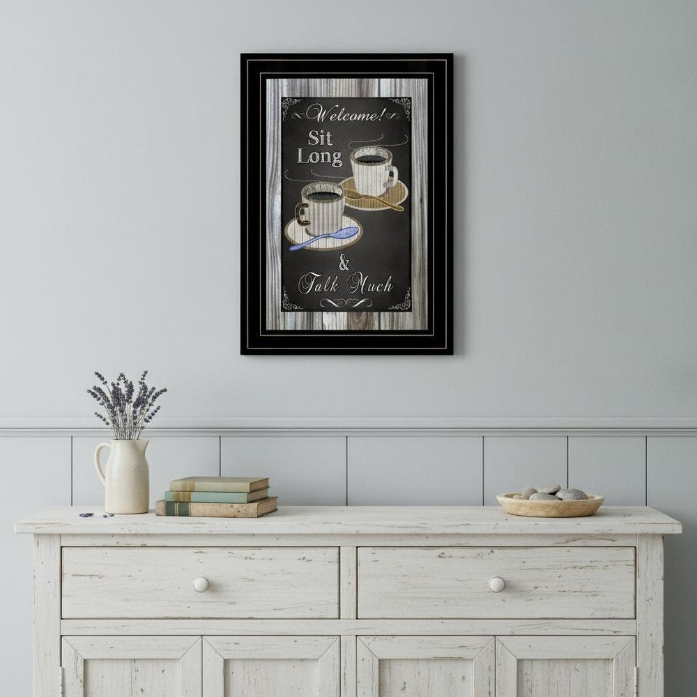 Sit Long Talk Much Chalkboard Framed 2 Black Framed Print Wall Art