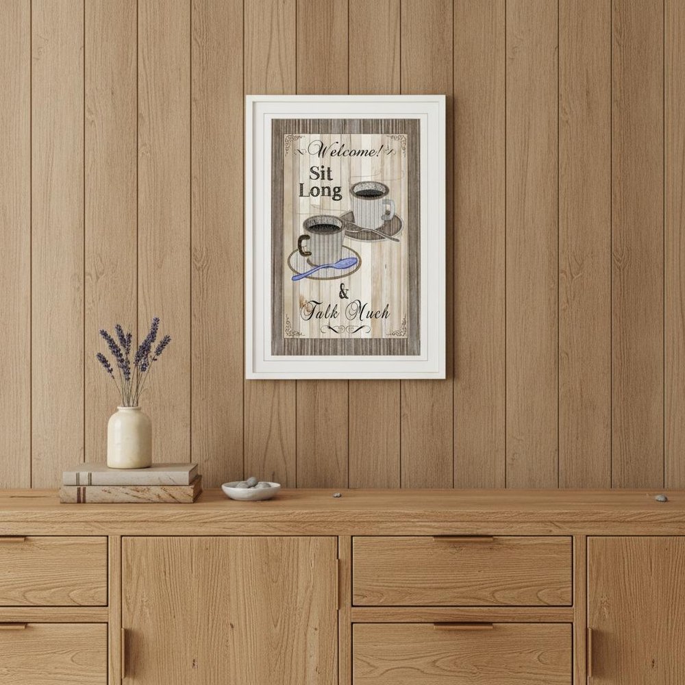 Sit Long Talk Much 1 White Framed Print Wall Art
