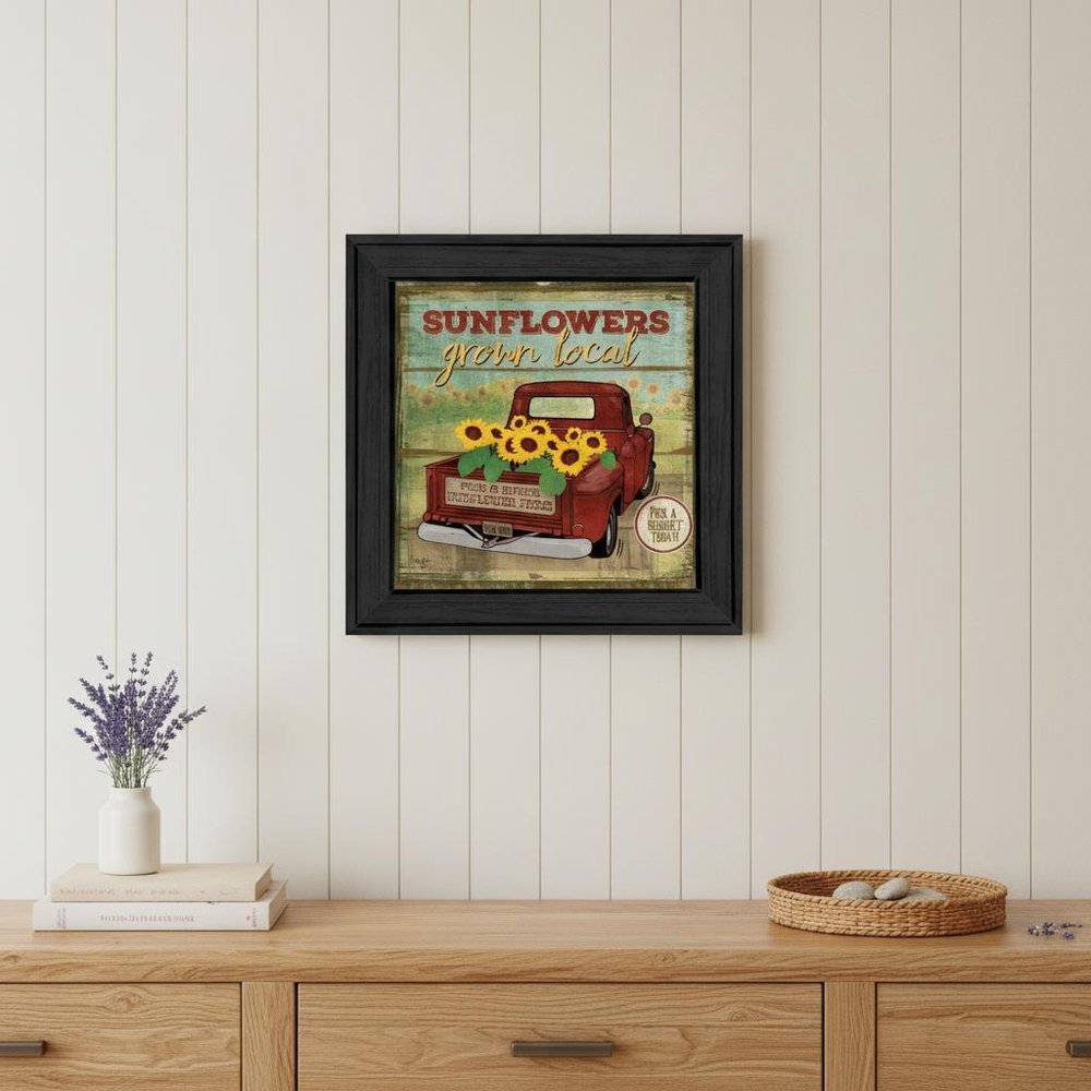 Sunflowers from the Farm 3 Black Framed Print Wall Art