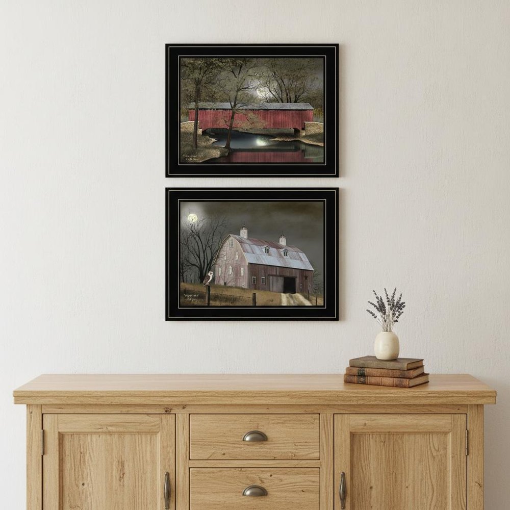 Midnight Moon Black Framed Print Wall Art