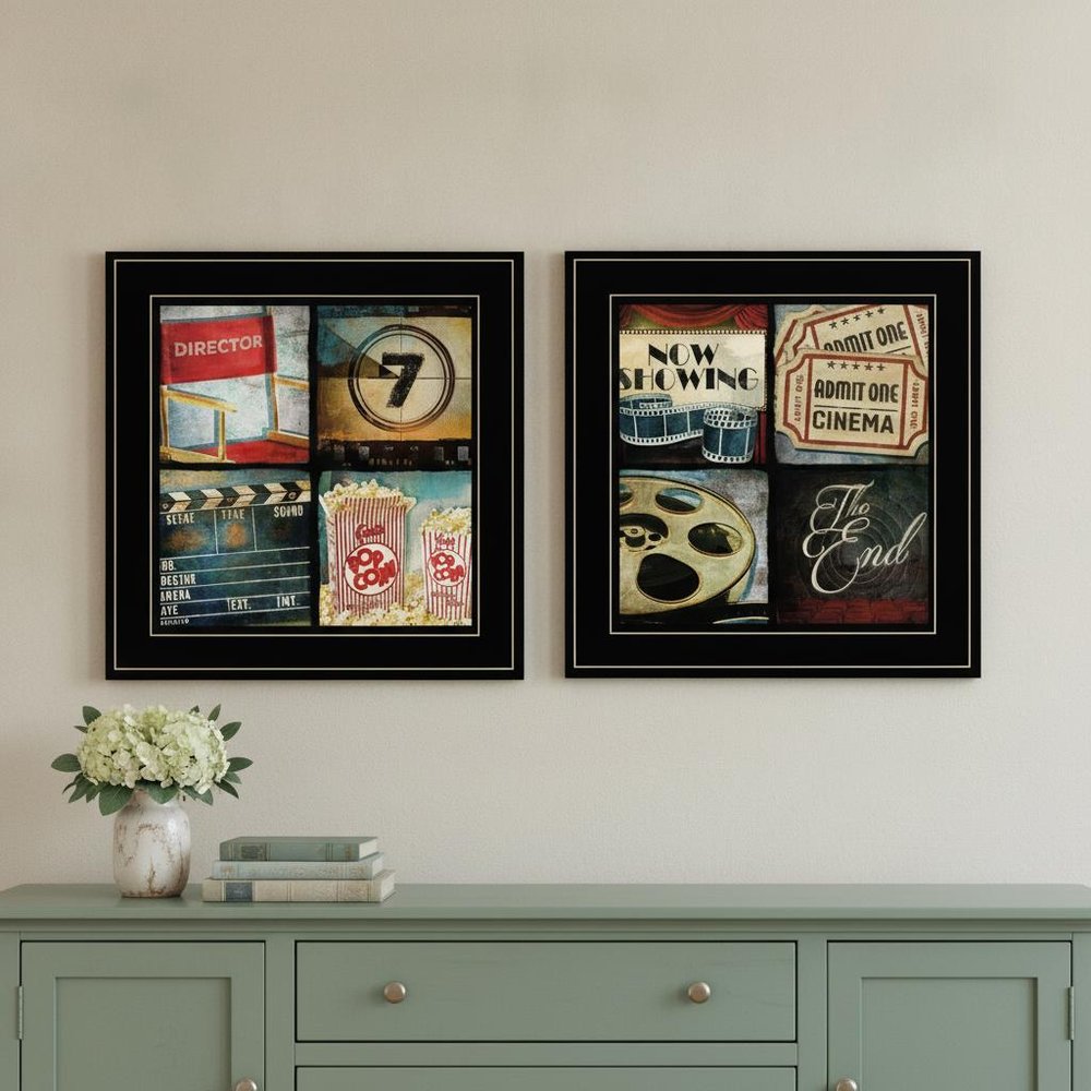 Set Of Two At The Movies Black Framed Print Wall Art