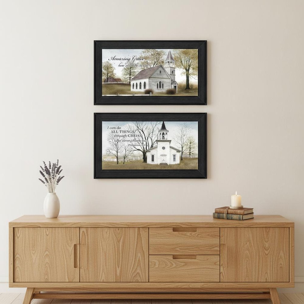 Set Of Two Amazing Grace 3 Black Framed Print Wall Art