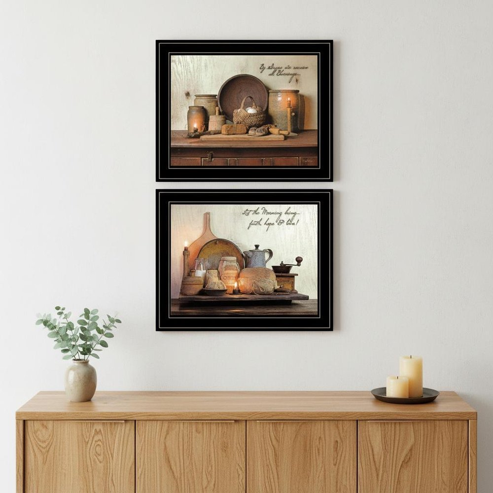 Set Of Two By Grace 3 Black Framed Print Kitchen Wall Art
