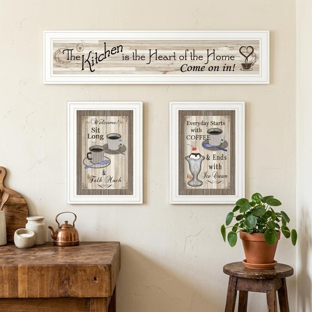 Set Of Three Kitchen Come In White Framed Print Kitchen Wall Art
