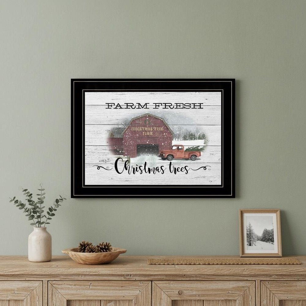 Farm Fresh Christmas Trees 3 Black Framed Print Wall Art