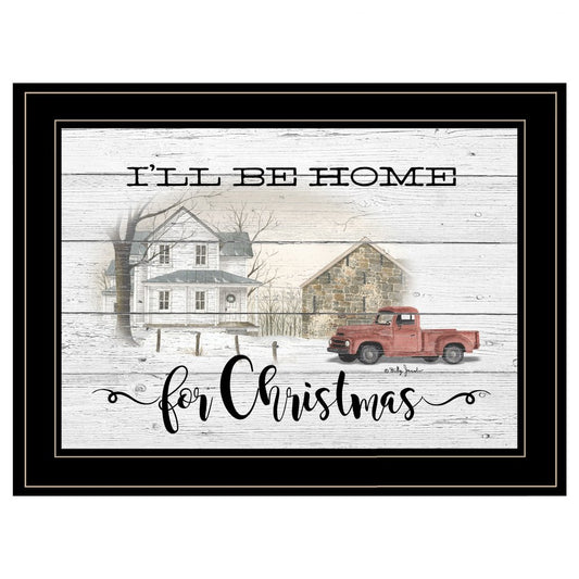 Home for Christmas Black Framed Print Wall Art