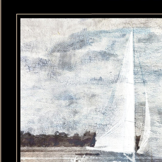 Sailboat on Water Black Framed Print Wall Art