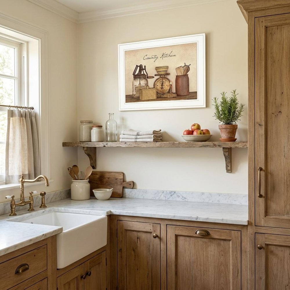 Country Kitchen White Framed Print Kitchen Wall Art