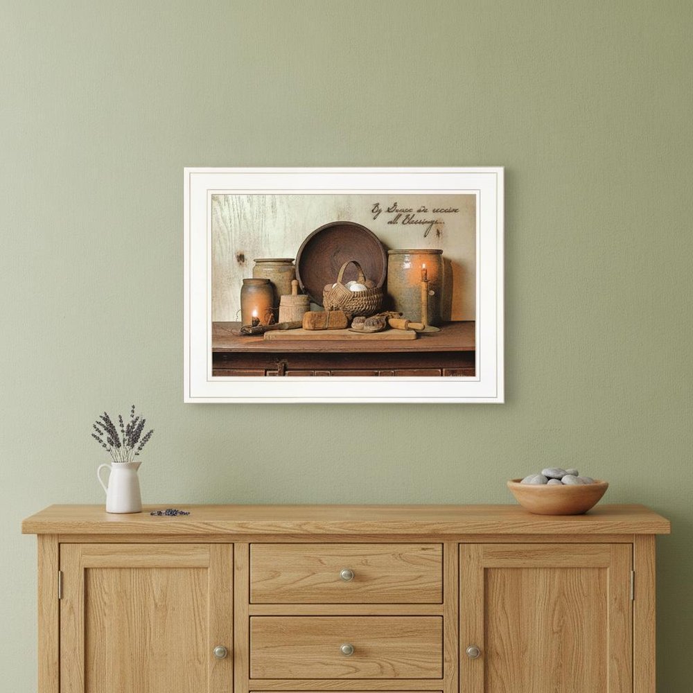 By Grace 2 White Framed Print Kitchen Wall Art