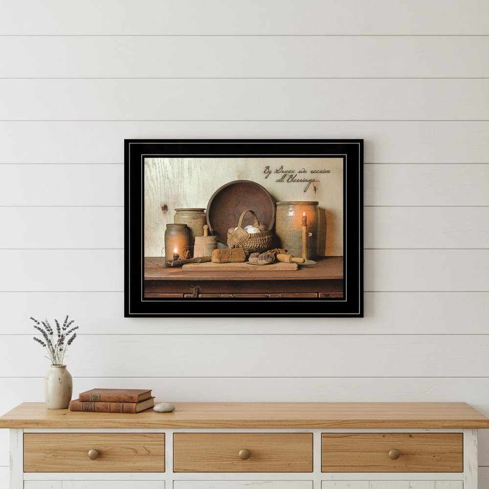 By Grace 3 Black Framed Print Kitchen Wall Art