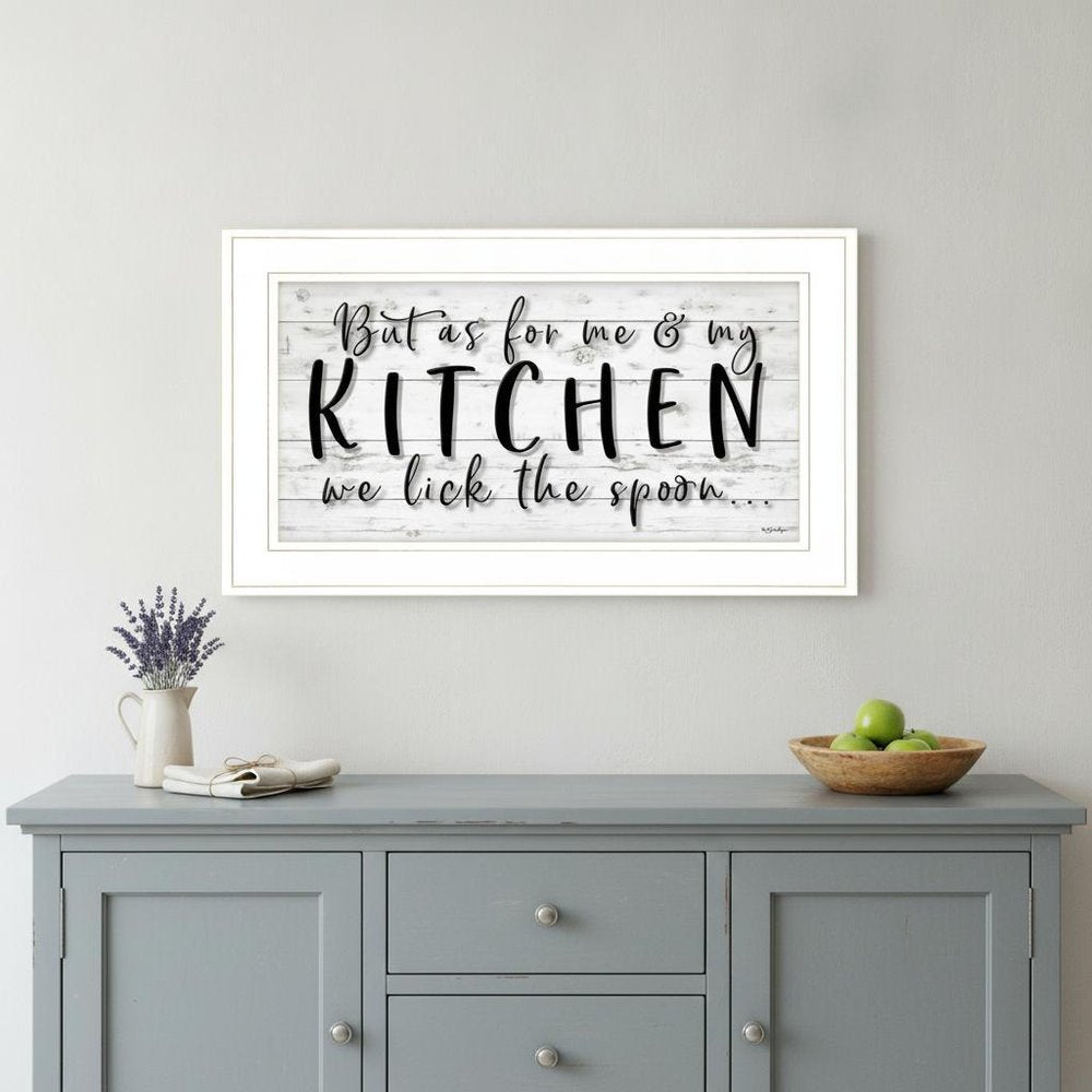 We lick the Spoon 1 White Framed Print Kitchen Wall Art