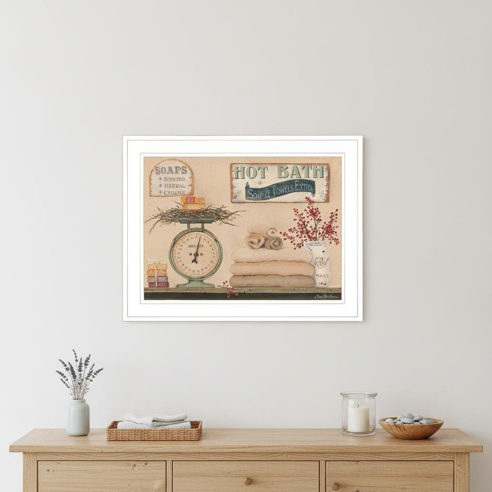 Hot Bath 16 White Framed Print Bathroom Wall Art