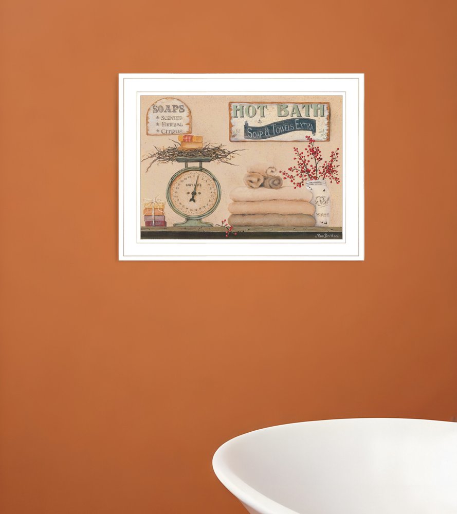 Hot Bath 16 White Framed Print Bathroom Wall Art