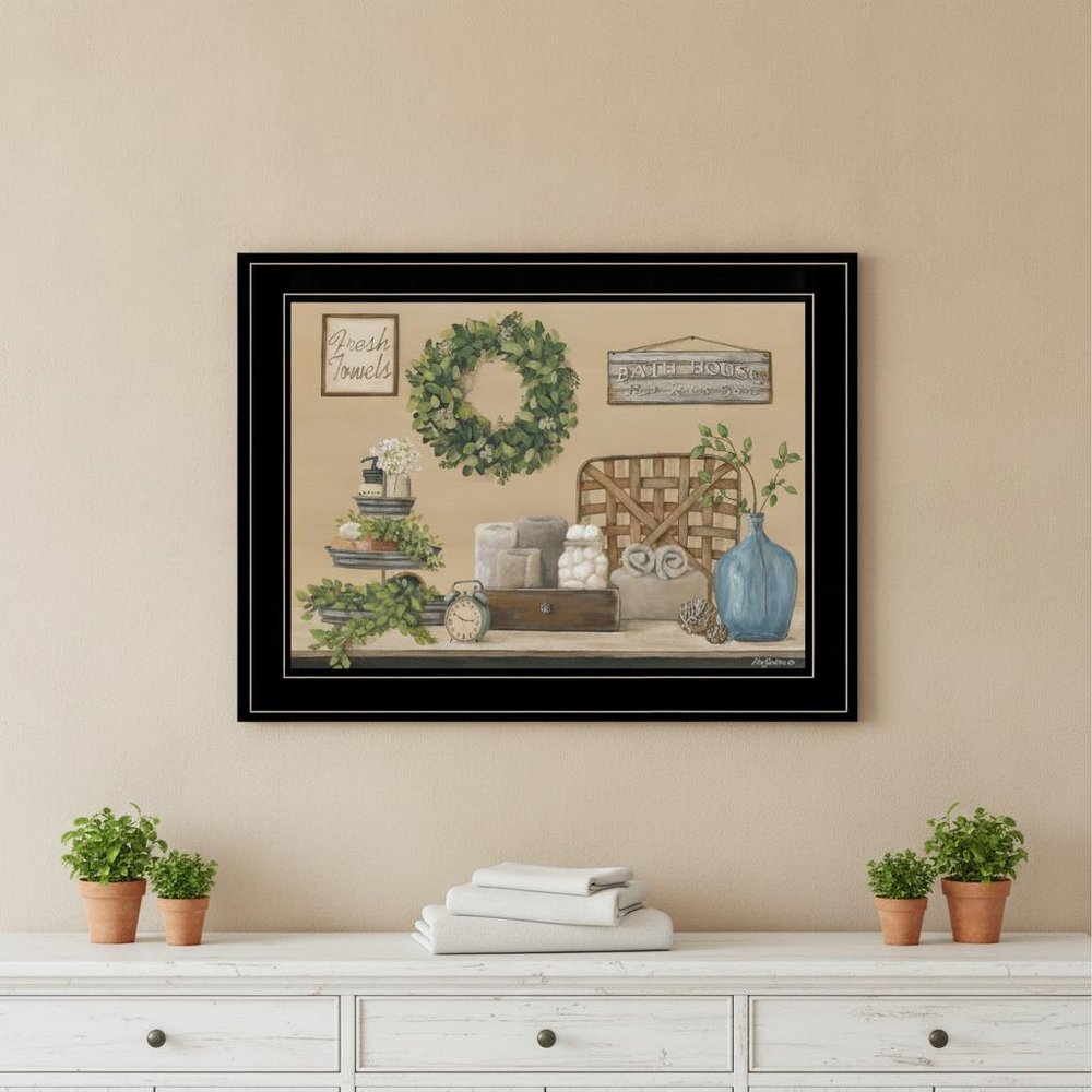 Farmhouse Bath I 3 Black Framed Print Bathroom Wall Art