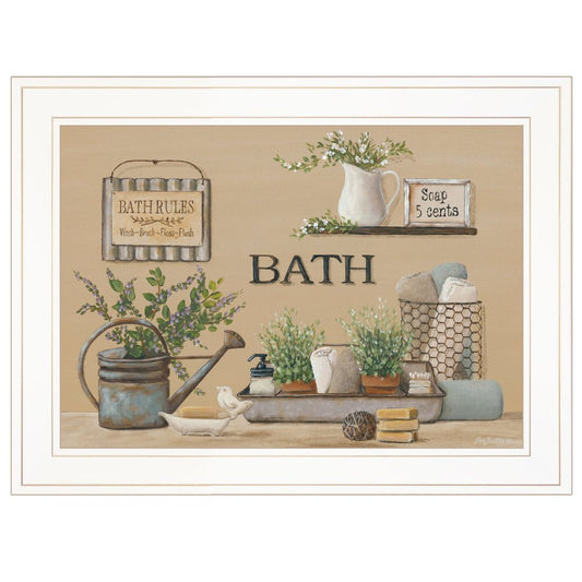 Farmhouse Bath White Framed Print Bathroom Wall Art