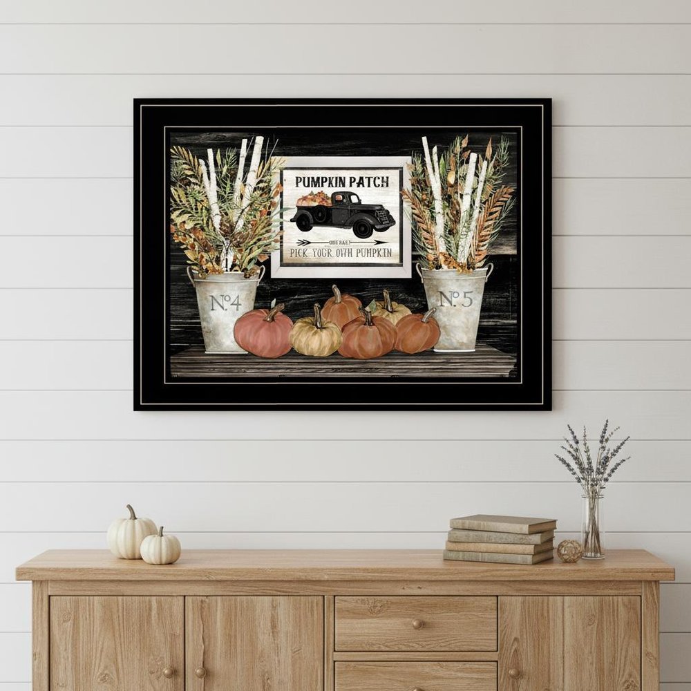 Pumpkin Patch Still Life 3 Black Framed Print Wall Art