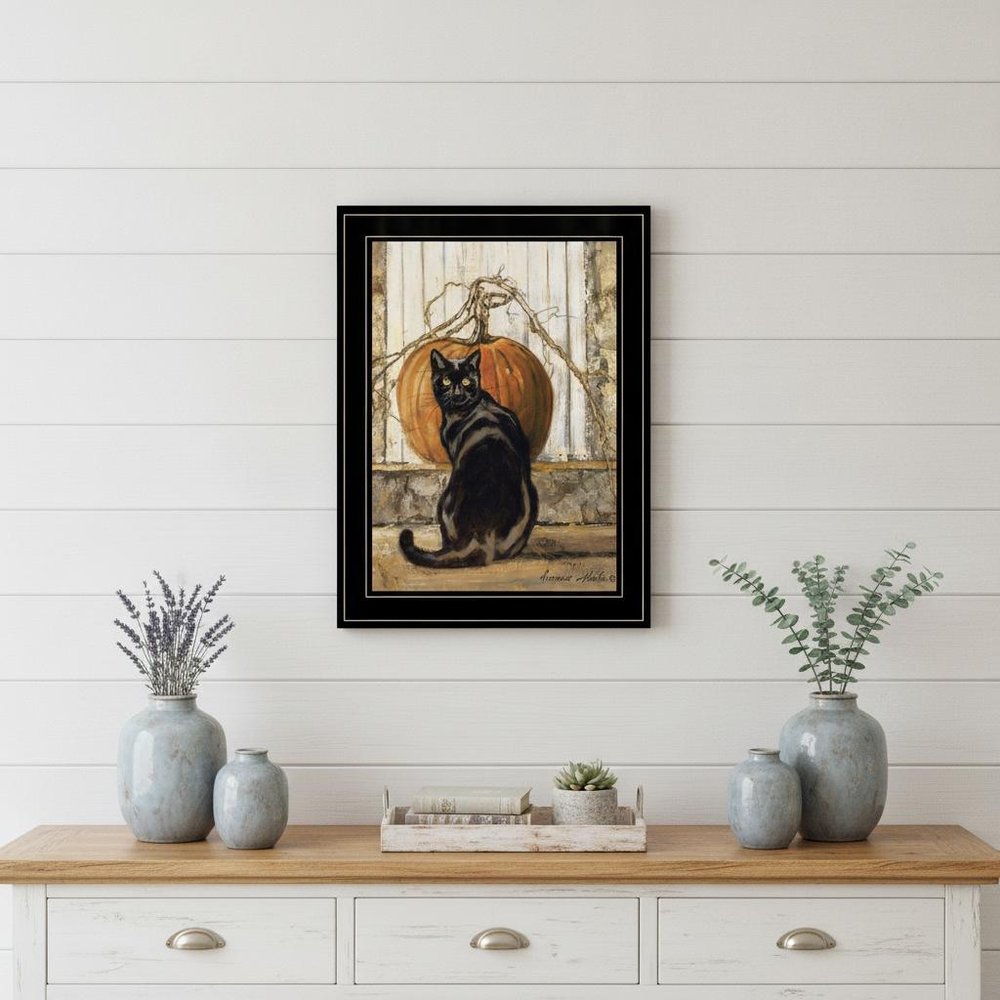 Black Cat 2 Black Framed Print Wall Art