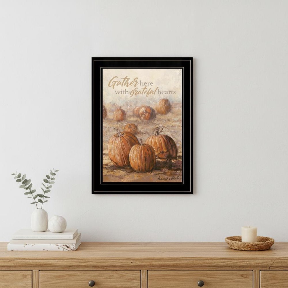 Gather Here with Grateful Hearts 2 Black Framed Print Wall Art