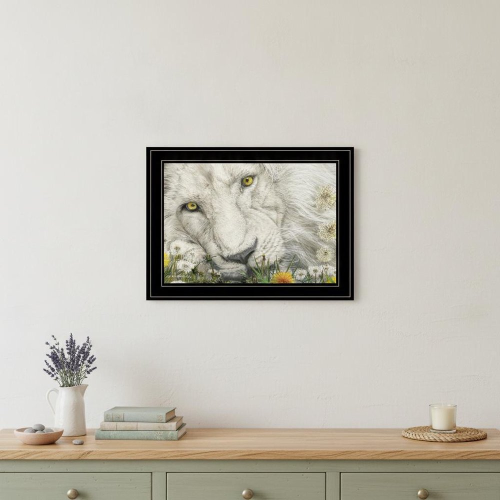 Dandy Lion 3 Black Framed Print Wall Art
