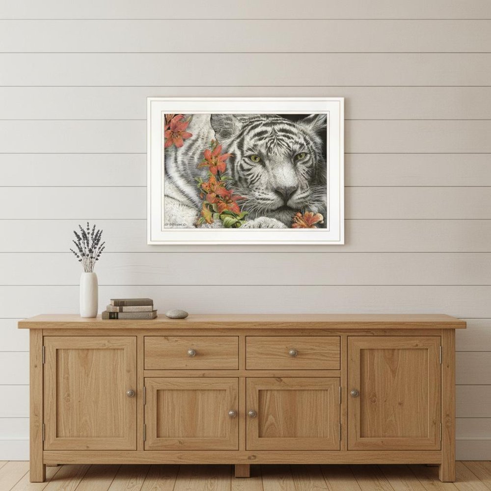 Tiger Lily 2 White Framed Print Wall Art