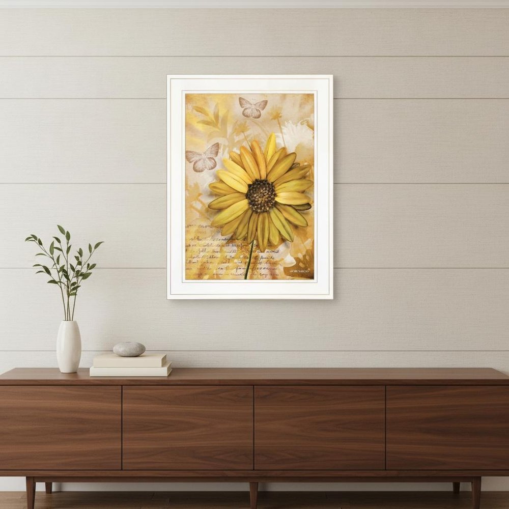 Flowers and Butterflies II 2 White Framed Print Wall Art