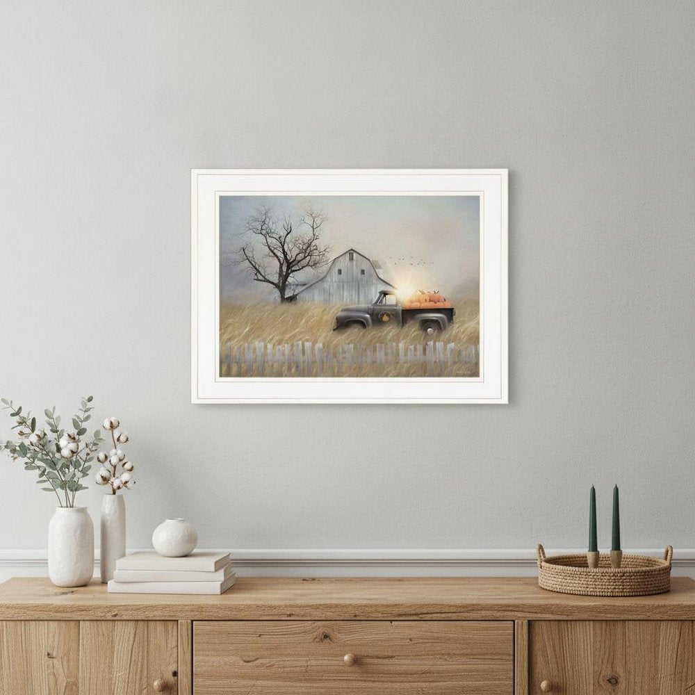 Fall Pumpkin Harvest 2 White Framed Print Kitchen Wall Art