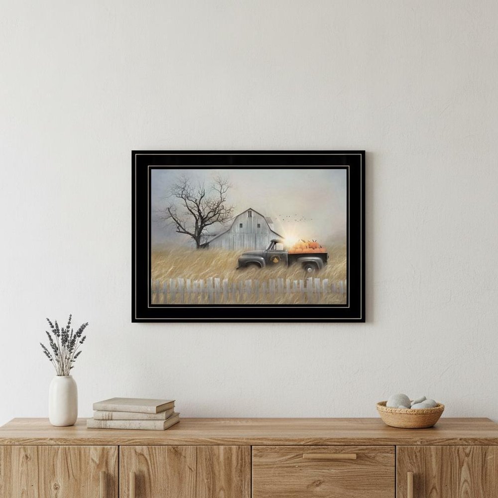 Fall Pumpkin Harvest 3 Black Framed Print Kitchen Wall Art