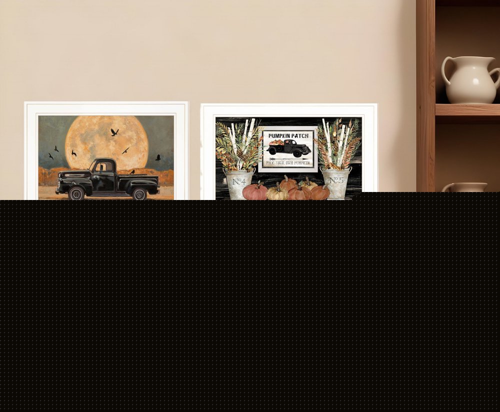 Set Of Two Harvest Moon 1 White Framed Print Kitchen Wall Art