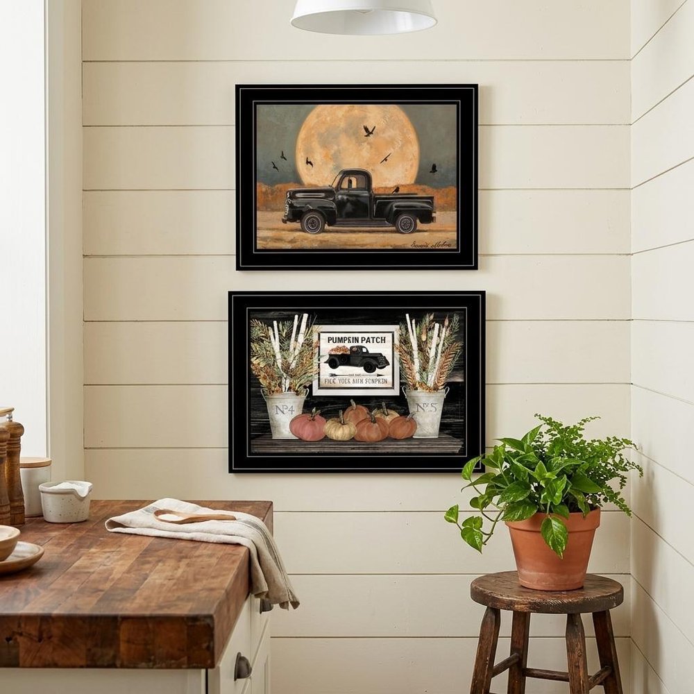 Set Of Two Harvest Moon 2 Black Framed Print Kitchen Wall Art