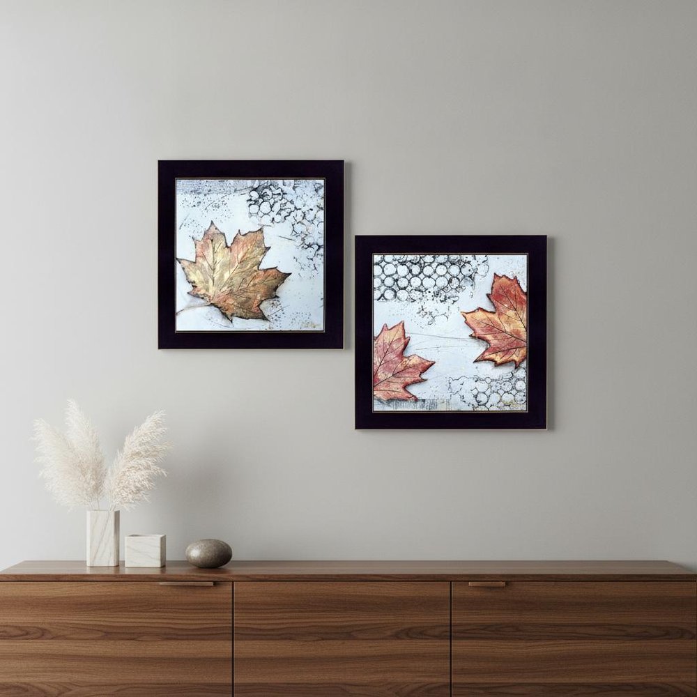Set Of Two Channeling Fall Leaves I and III 3 Black Framed Print Wall Art