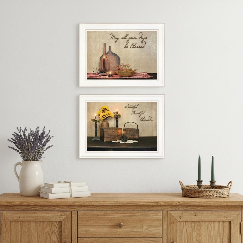 Set Of Two Twice Blessed 1 White Framed Print Wall Art