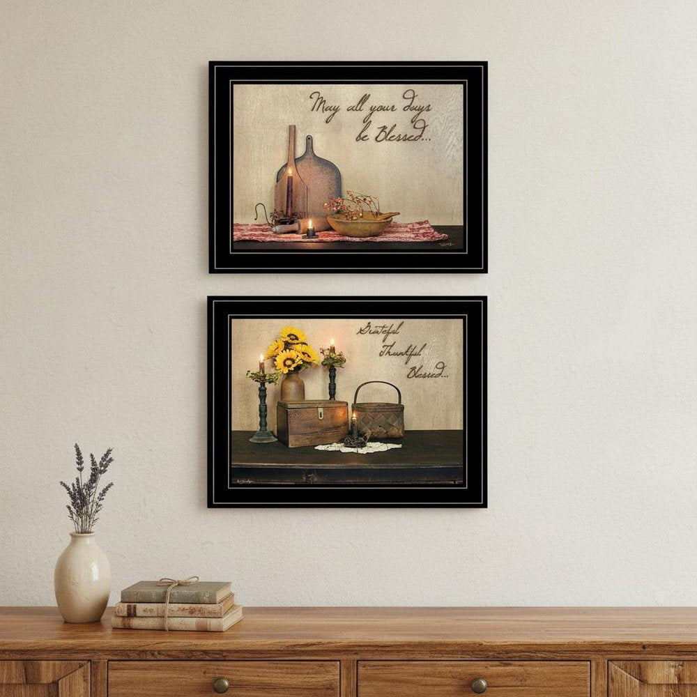 Set Of Two Twice Blessed 2 Black Framed Print Wall Art