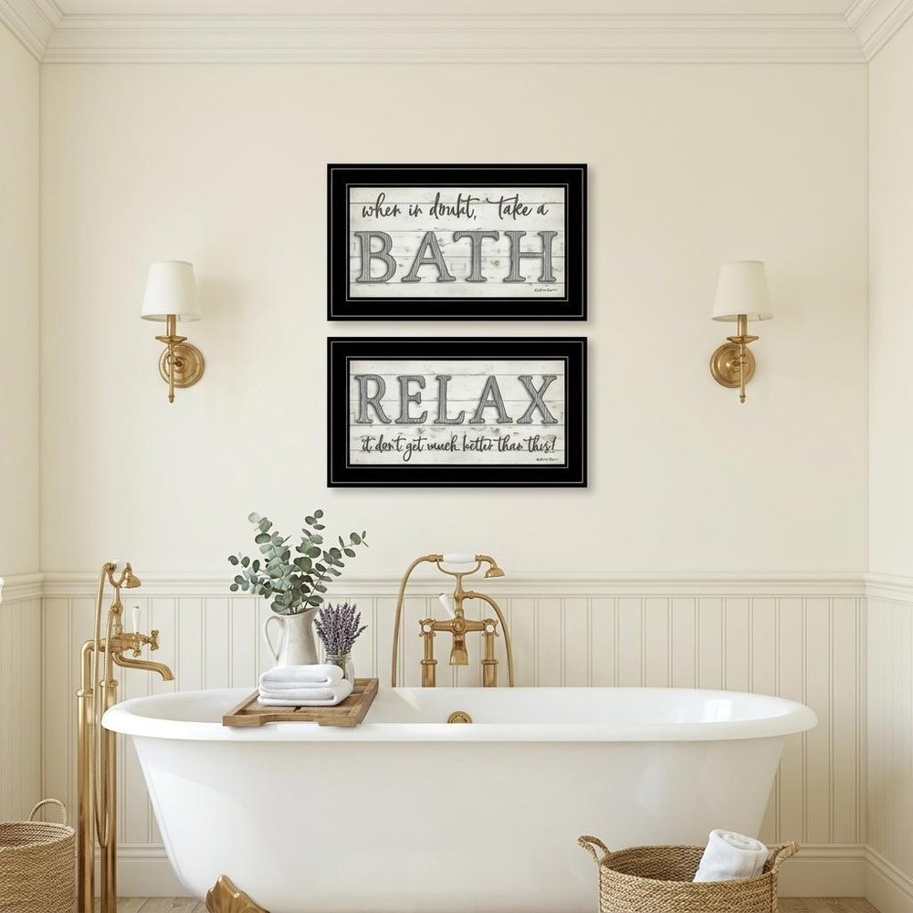 Set Of Two Bath Relax 2 Black Framed Print Bathroom Wall Art