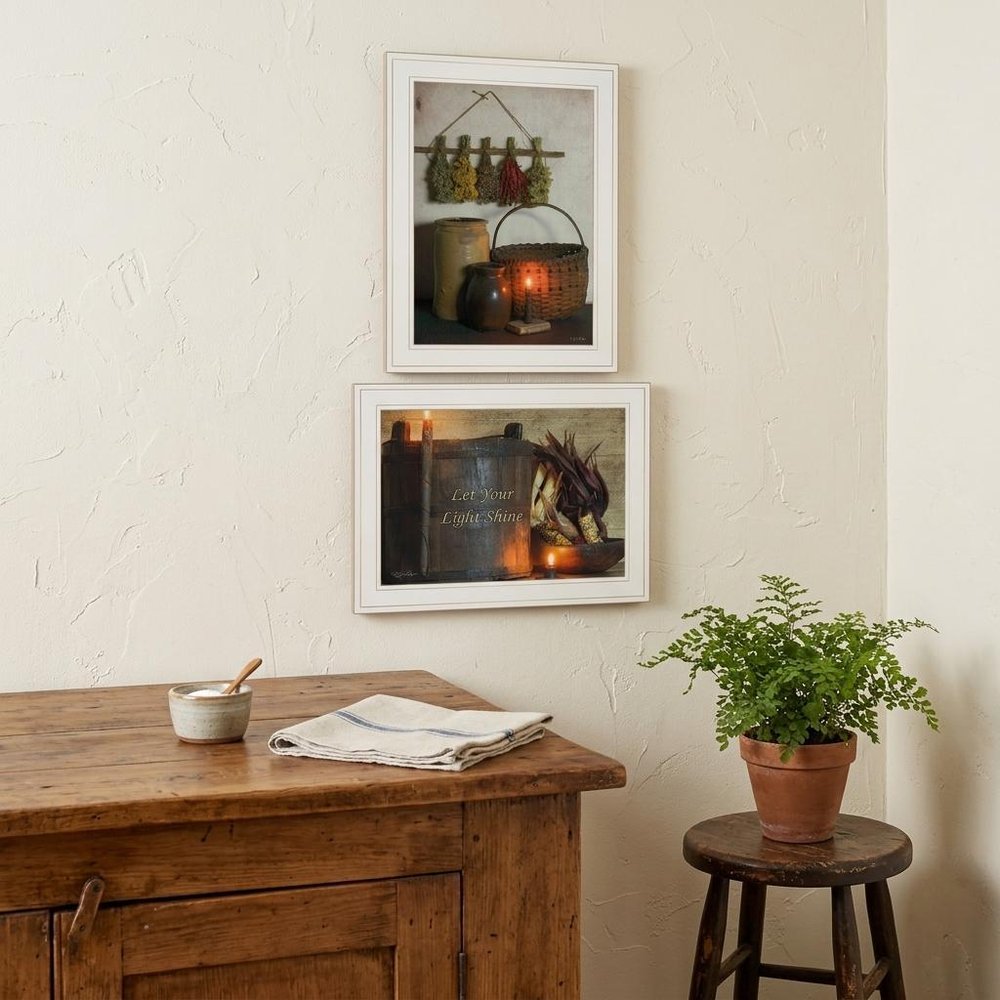 Set Of Two Let Your Light Shine 1 White Framed Print Wall Art