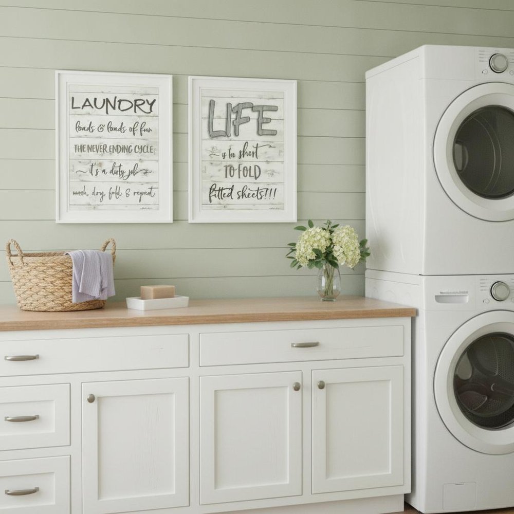 Set Of Two Loads of Fun 1 White Framed Print Bathroom Wall Art