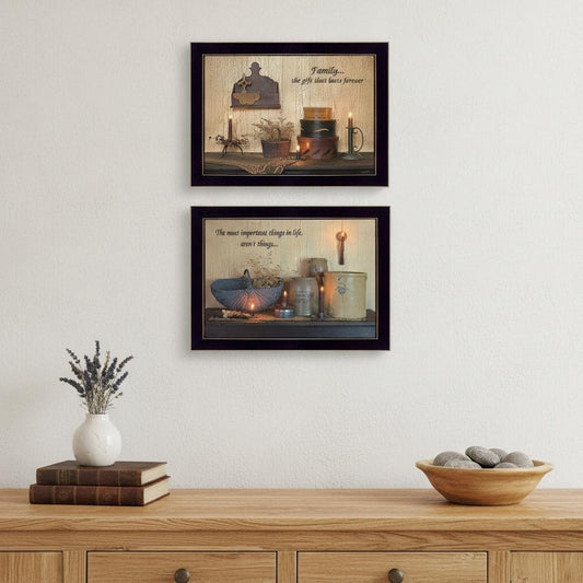 Set Of Two Family Forever 3 Black Framed Print Wall Art