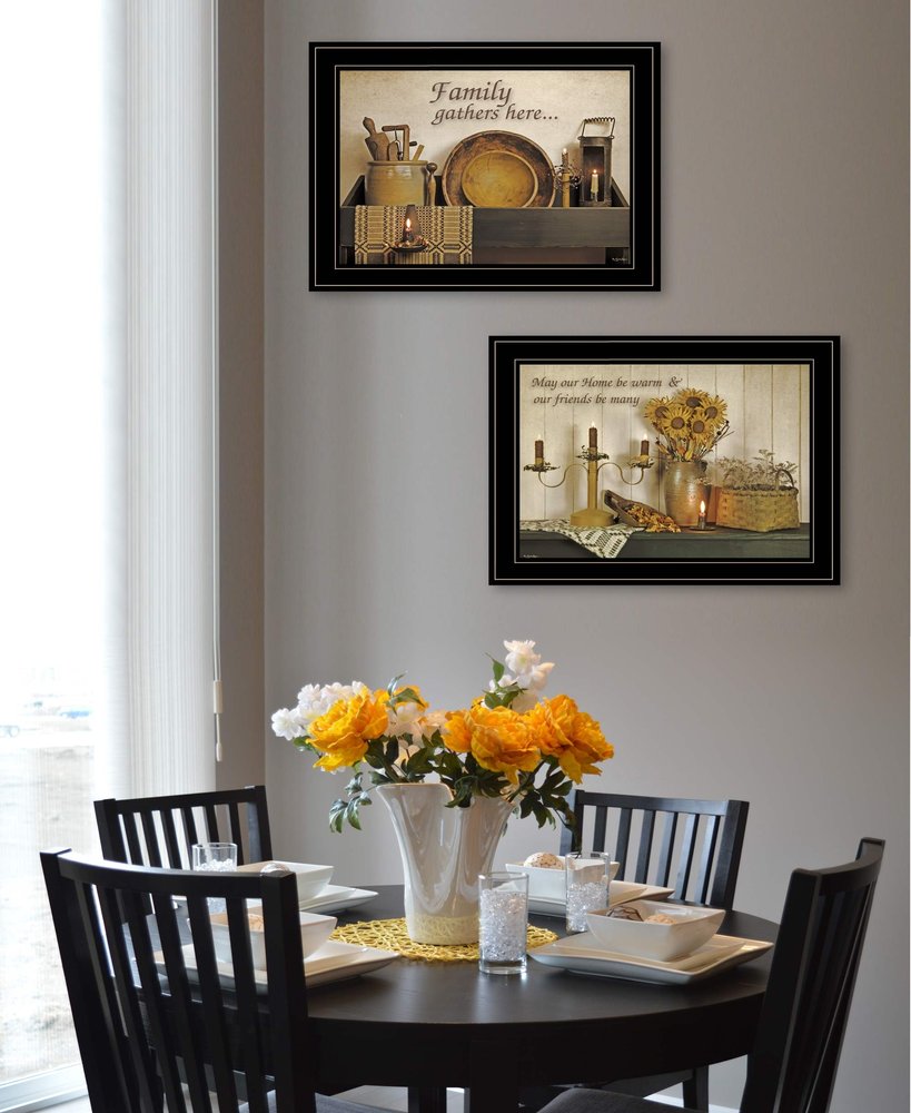 Set Of Two May Our Hearts Be Warm 2 Black Framed Print Kitchen Wall Art