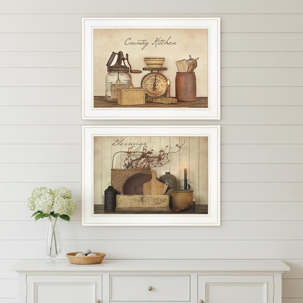 Set Of Two Candlelight and Flowers 1 White Framed Print Wall Art