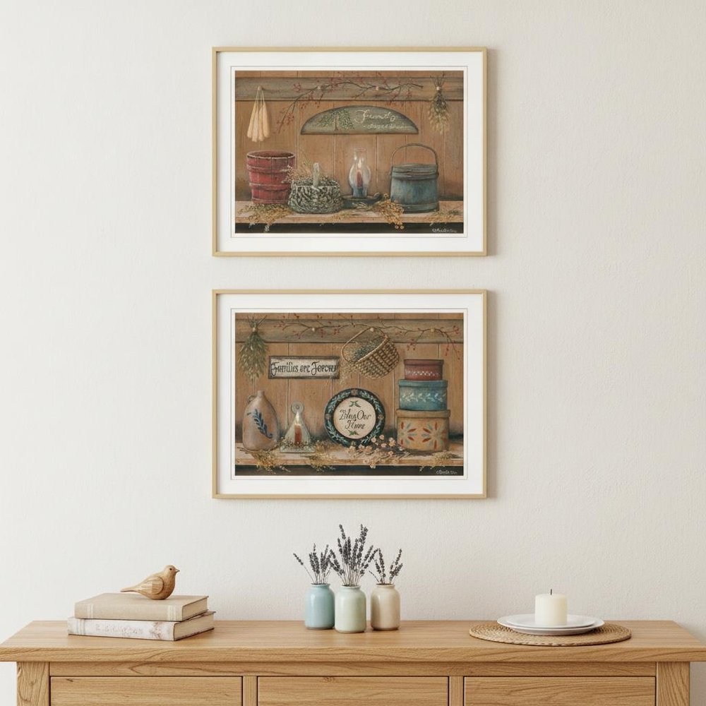 Set Of Two Shelf Treasures 1 White Framed Print Wall Art
